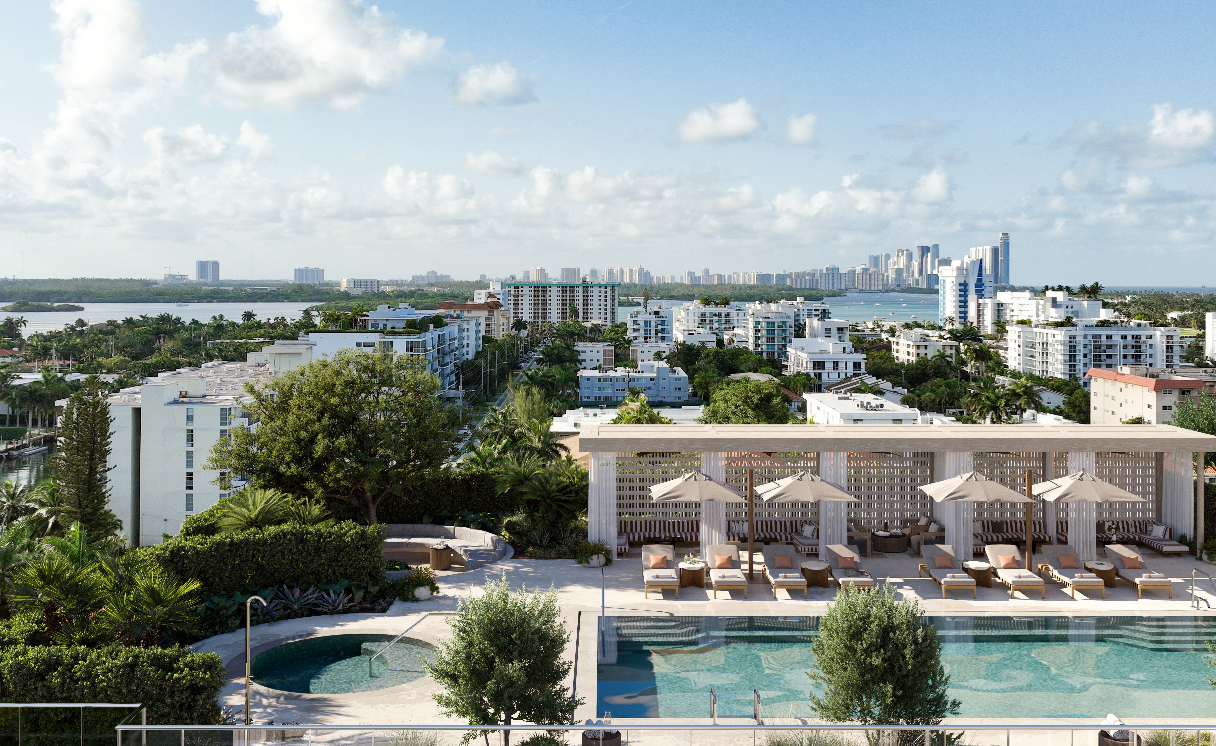 Rooftop pool with island views